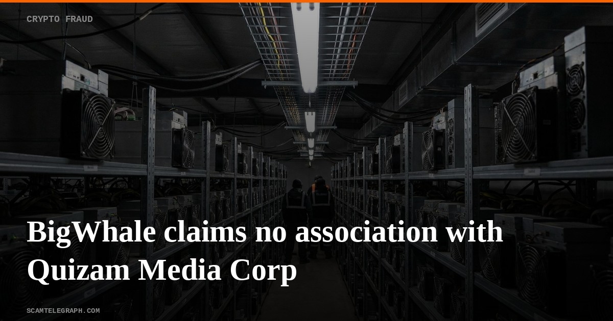 BigWhale claims no association with Quizam Media Corp