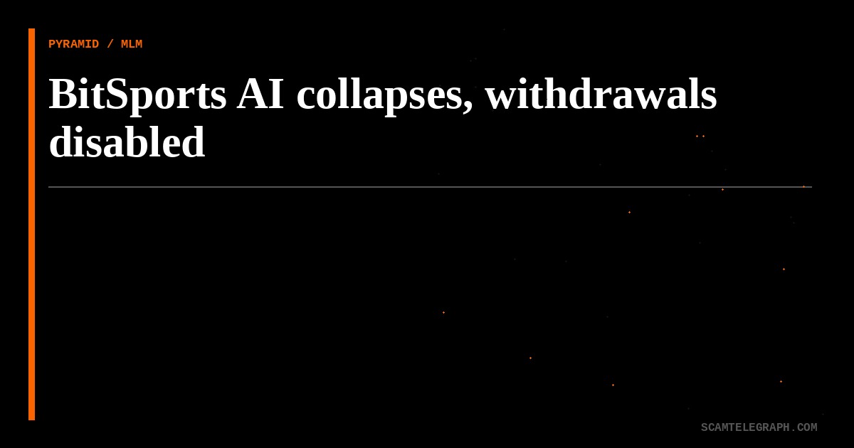 BitSports AI collapses, withdrawals disabled