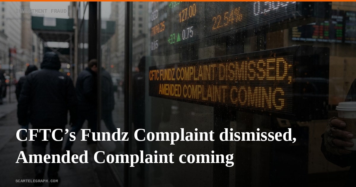 CFTC’s Fundz Complaint dismissed, Amended Complaint coming