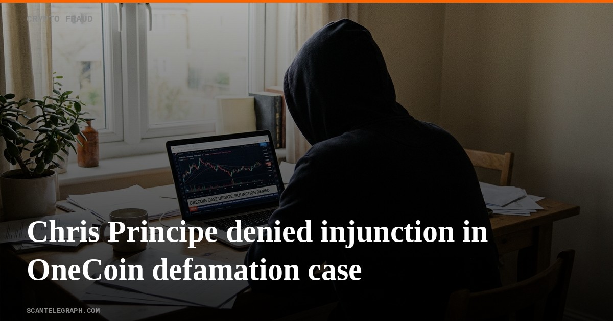 Chris Principe denied injunction in OneCoin defamation case
