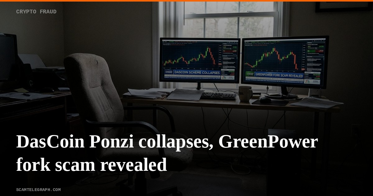 DasCoin Ponzi collapses, GreenPower fork scam revealed