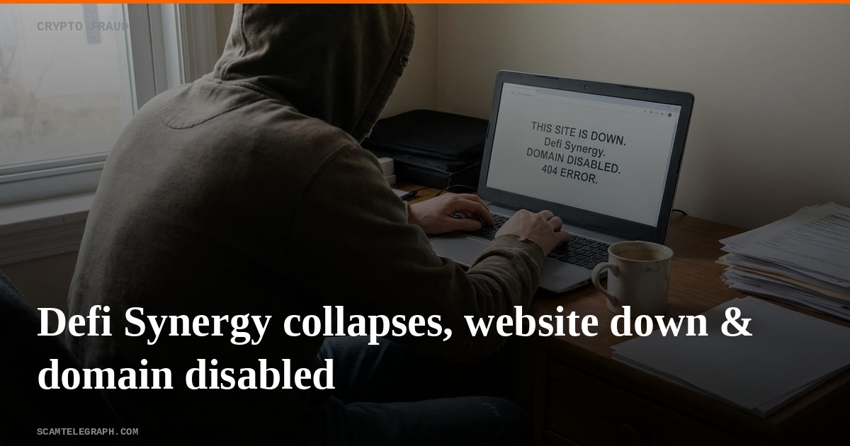 Defi Synergy collapses, website down & domain disabled