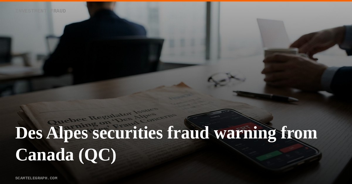 Des Alpes securities fraud warning from Canada (QC)