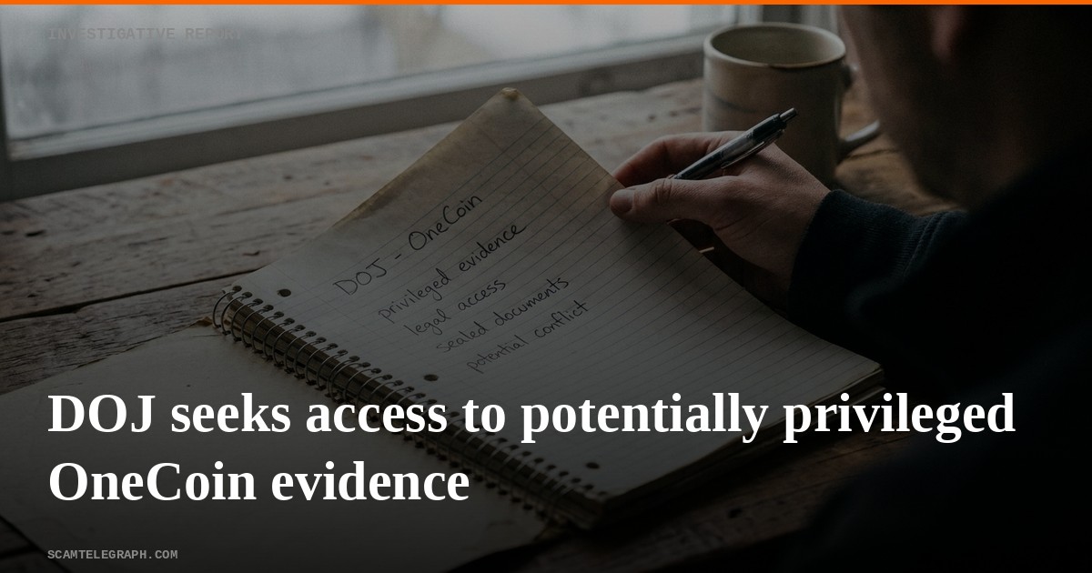 DOJ seeks access to potentially privileged OneCoin evidence