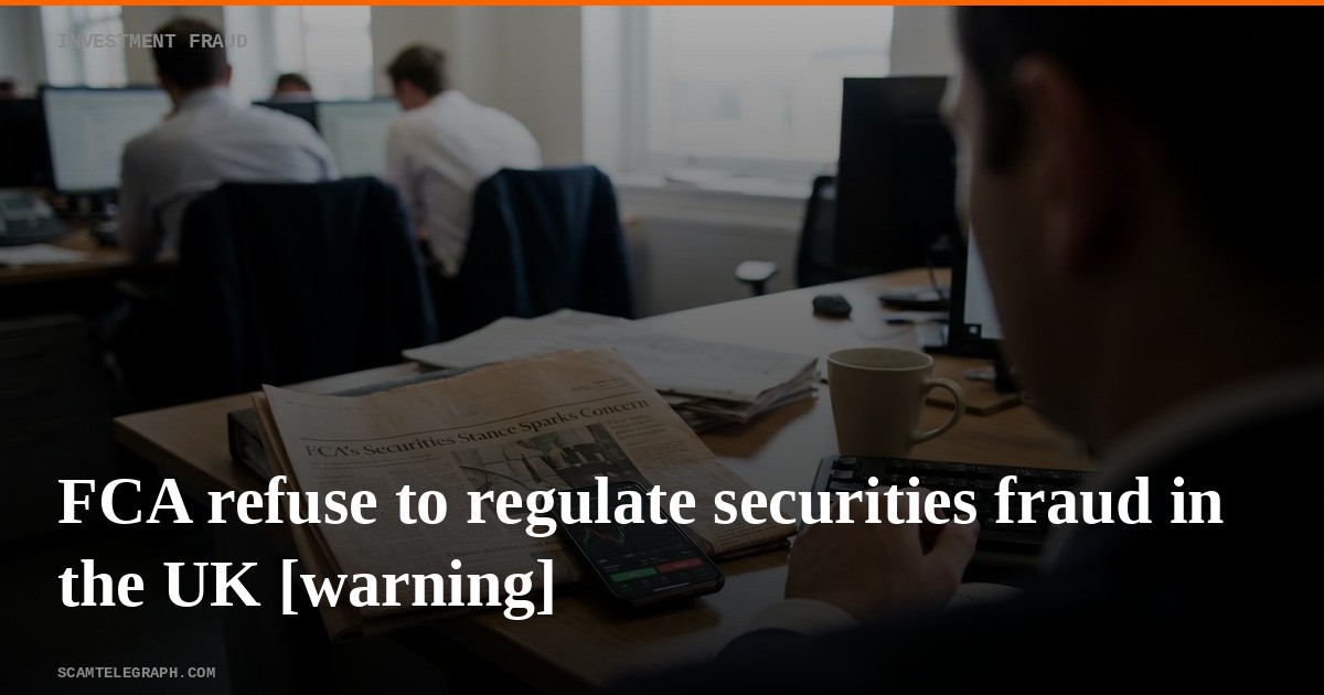 FCA refuse to regulate securities fraud in the UK [warning]