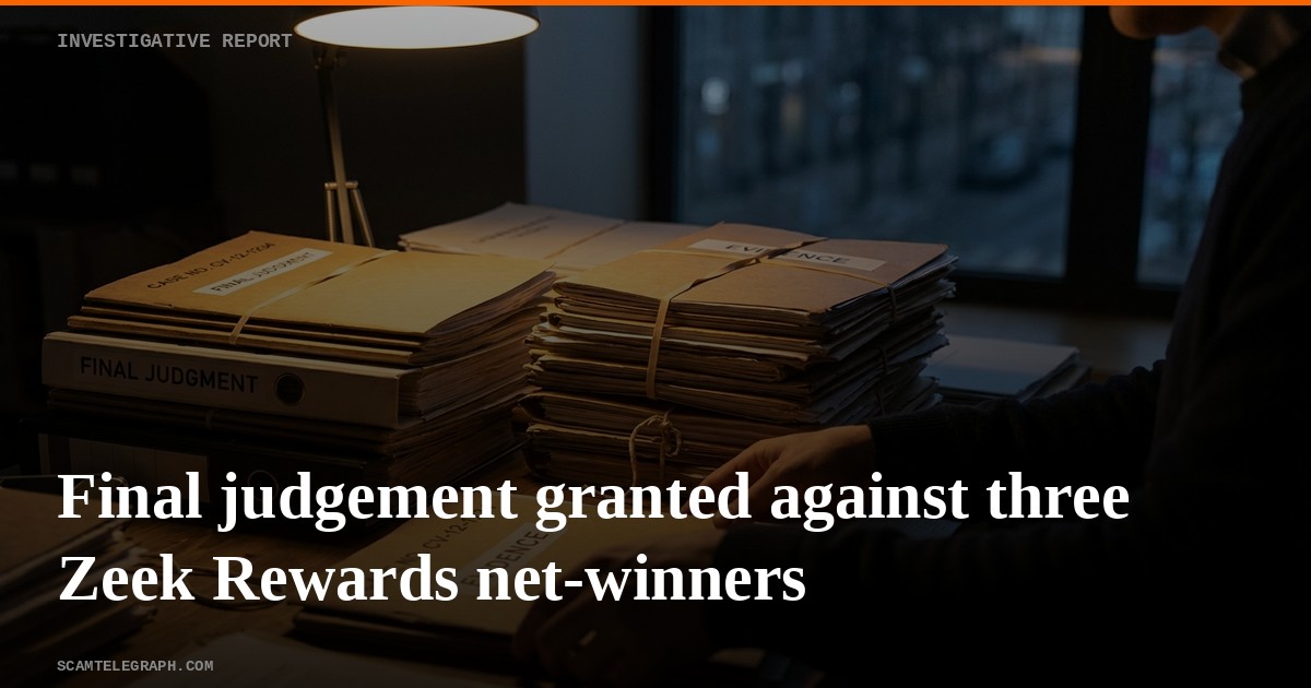 Final judgement granted against three Zeek Rewards net-winners