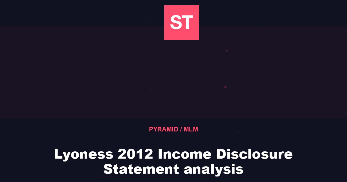 Lyoness 2012 Income Disclosure Statement analysis
