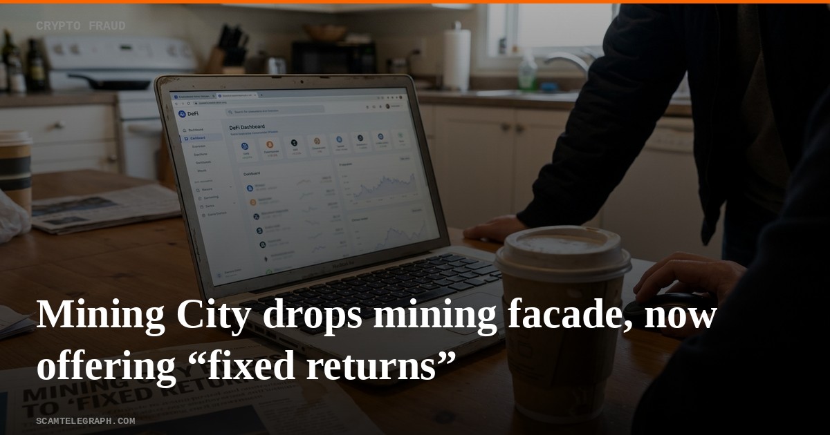 Mining City drops mining facade, now offering “fixed returns”