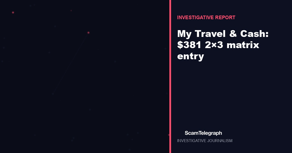 My Travel & Cash: $381 2×3 matrix entry