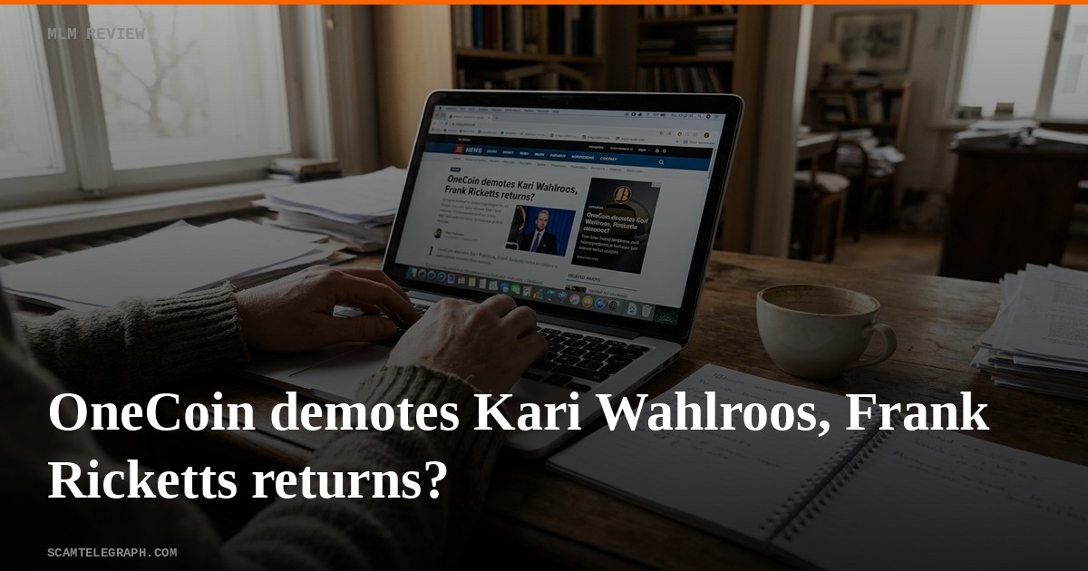 OneCoin demotes Kari Wahlroos, Frank Ricketts returns?