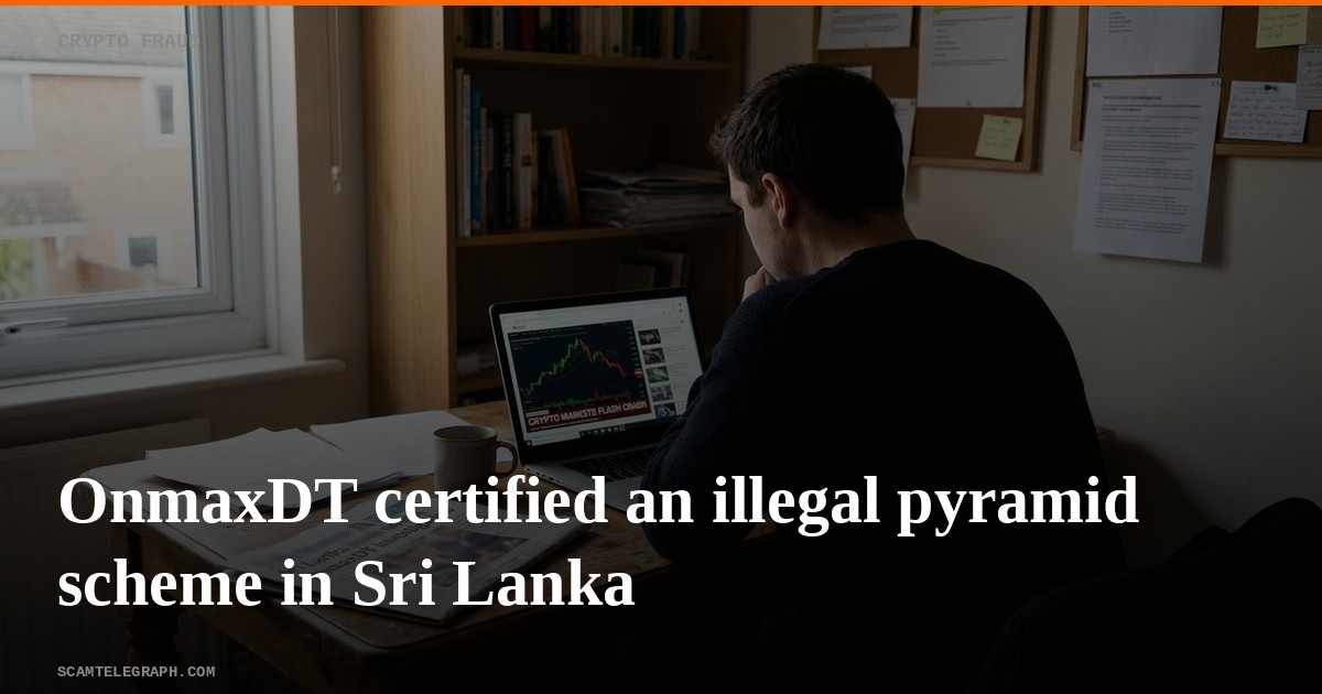 OnmaxDT certified an illegal pyramid scheme in Sri Lanka