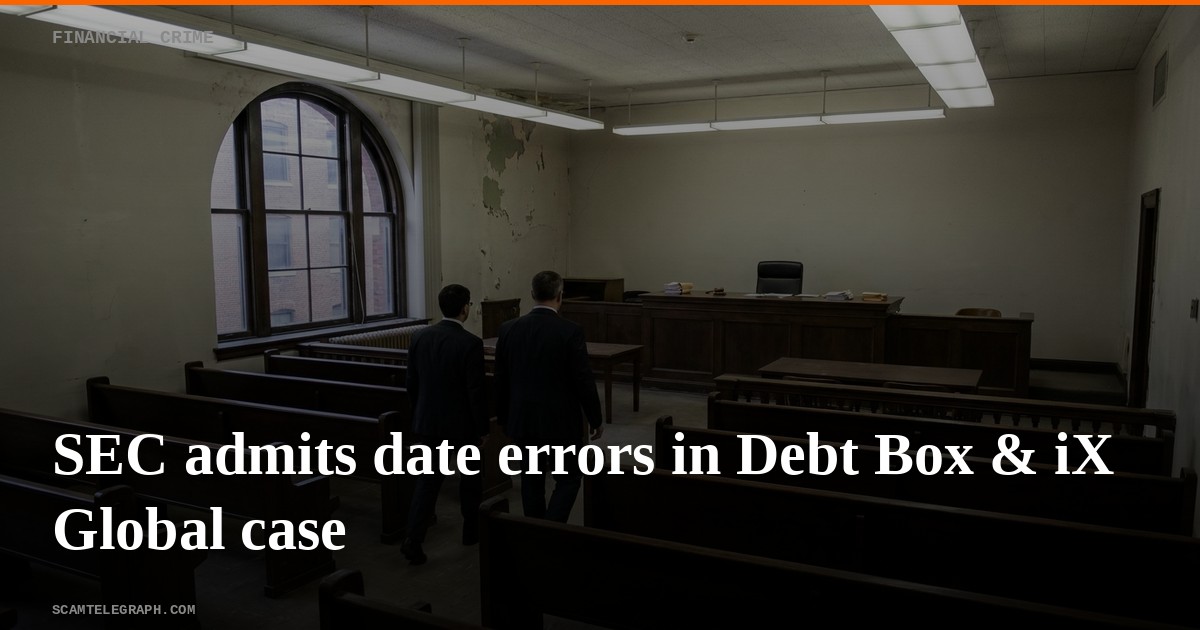 SEC admits date errors in Debt Box & iX Global case