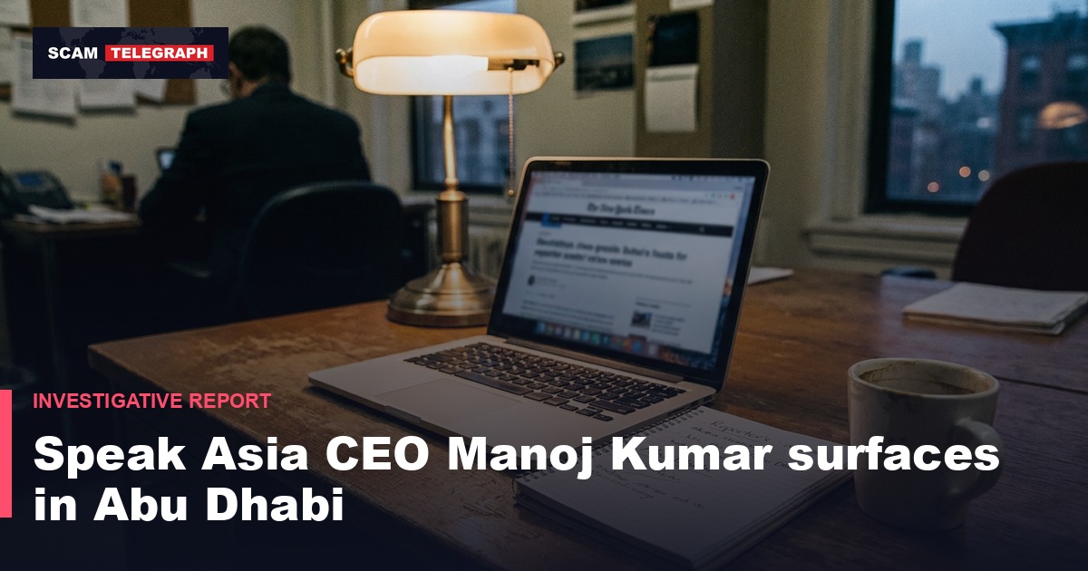 Speak Asia CEO Manoj Kumar surfaces in Abu Dhabi
