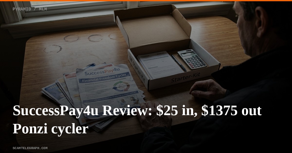 SuccessPay4u Review: $25 in, $1375 out Ponzi cycler