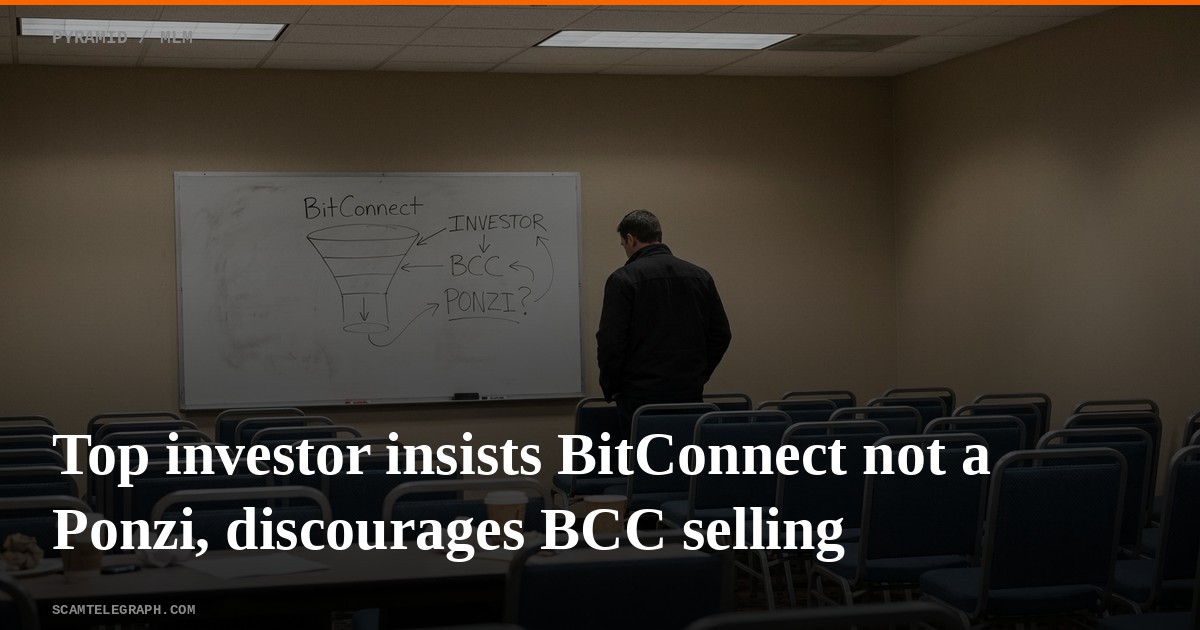 Top investor insists BitConnect not a Ponzi, discourages BCC selling