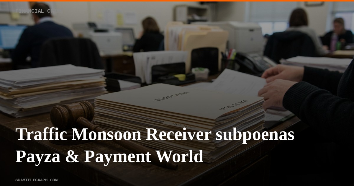 Traffic Monsoon Receiver subpoenas Payza & Payment World