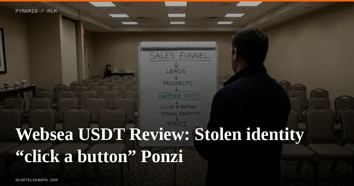 Websea USDT Review: Stolen identity “click a button” Ponzi