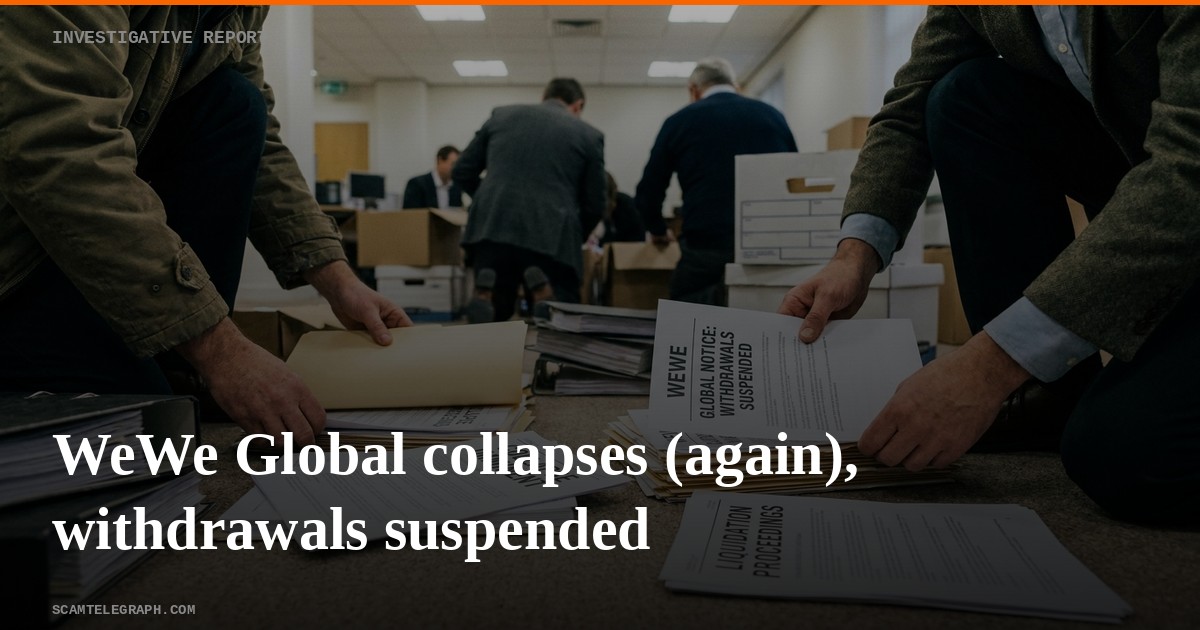 WeWe Global collapses (again), withdrawals suspended