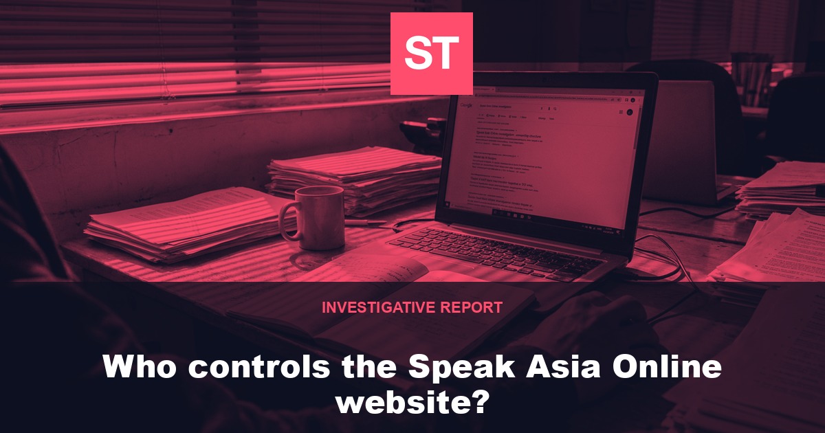 Who controls the Speak Asia Online website?