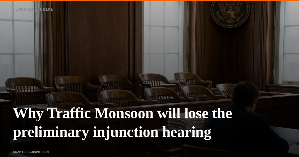Why Traffic Monsoon will lose the preliminary injunction hearing