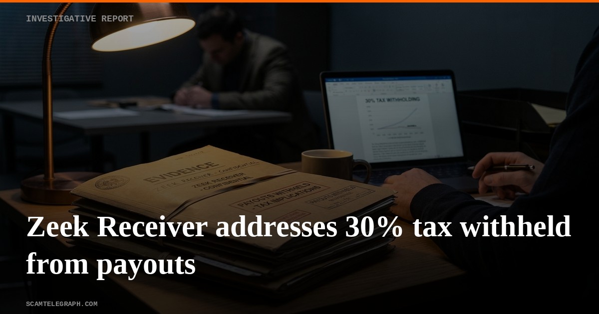Zeek Receiver addresses 30% tax withheld from payouts