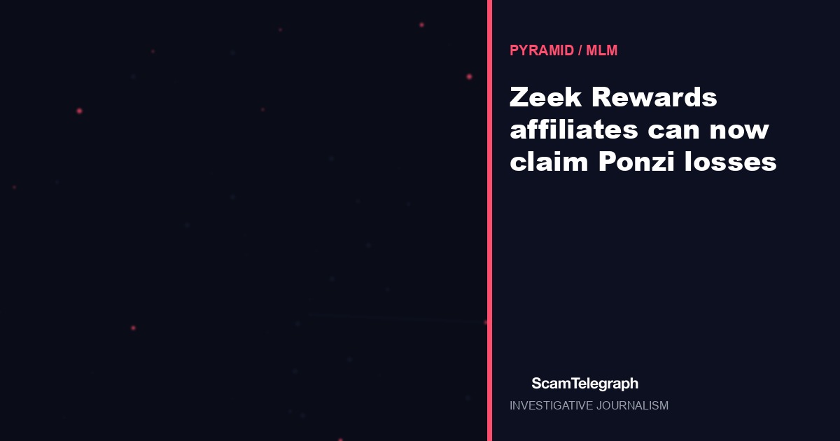 Zeek Rewards affiliates can now claim Ponzi losses